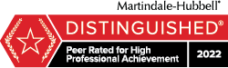 Martindale Hubbell | Distinguished | Peer rated For High Professional Achievement | 2022